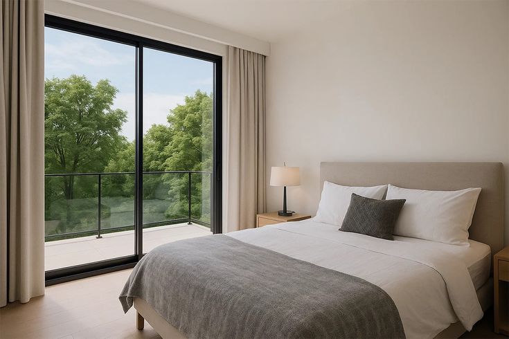 Dormitiorio con luz natural y paisaje